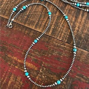 Calli Co Sterling Silver Pearls & Blue Turquoise Necklace - NWOT